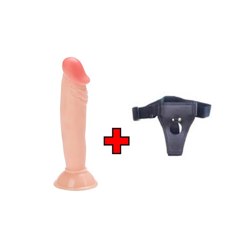 17.5 Cm. İnce Anal Ultra Gerçekçi Doku Vantuzlu – Belden Bağlamalı Kemerli – Dildo