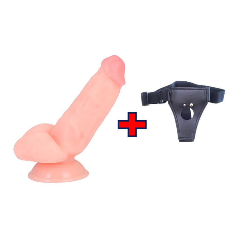 17 Cm. Baron – Belden Bağlamalı Kemerli – Ultra Gerçekçi Doku Vantuzlu Testisli Dildo
