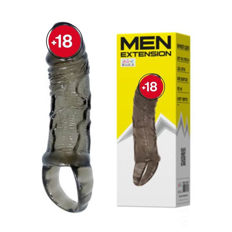 Men Extension – 2.5 Cm Dolgulu Silikon Uzatmalı Zenci Penis Kılıfı