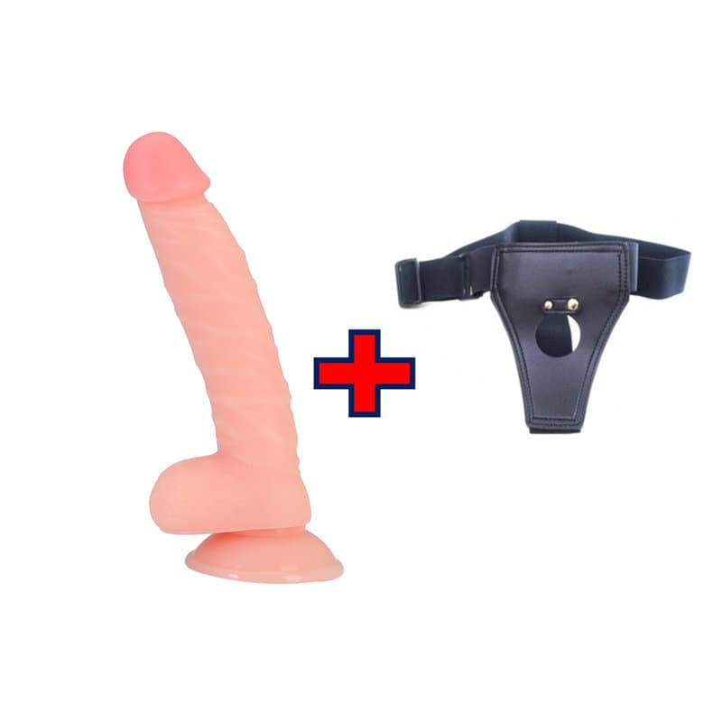 21 Cm. Marshall Ultra Gerçekçi Doku Vantuzlu Testisli – Belden Bağlamalı Kemerli – Dildo
