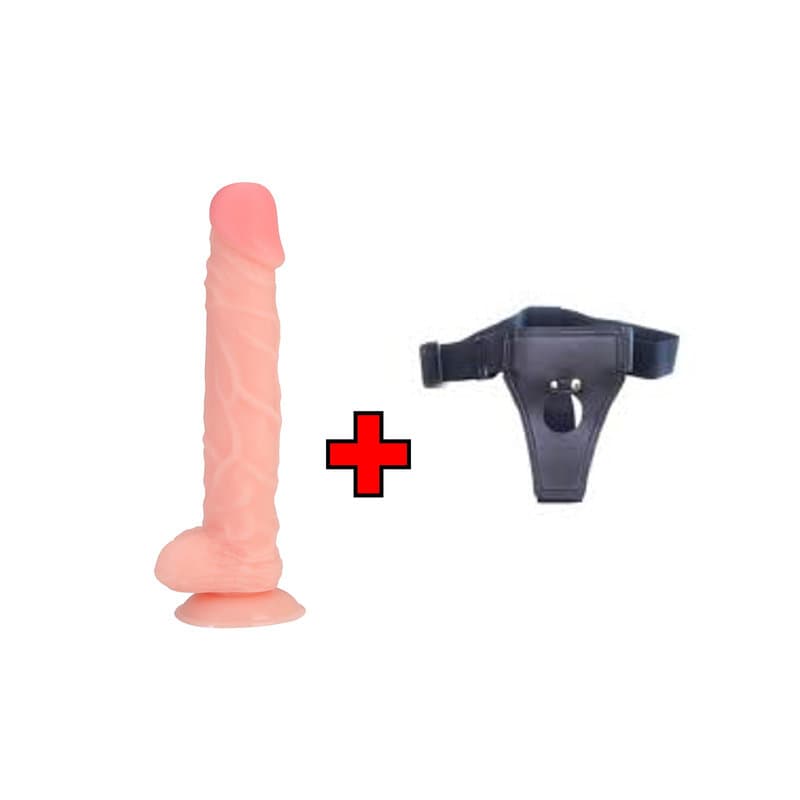 25 Cm. Liam Ultra Gerçekçi Doku Vantuzlu Testisli – Belden Bağlamalı Kemerli – Dildo
