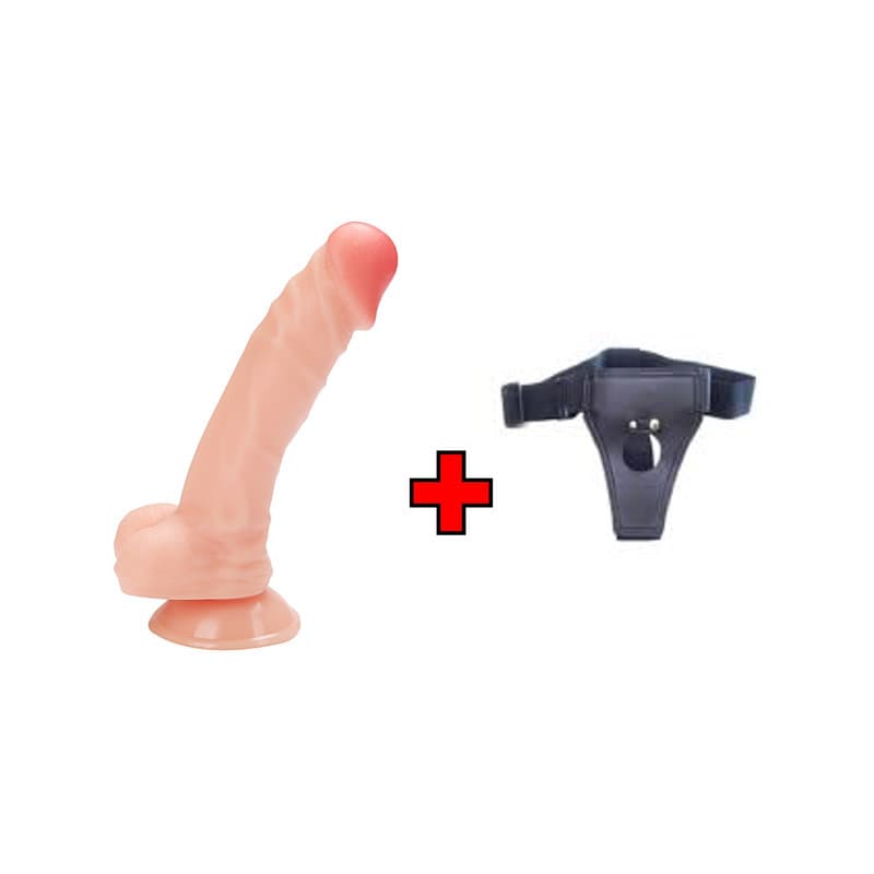 4.1 Cm * 19.2 Cm. – Jackie Ultra Gerçekçi Doku Vantuzlu Testisli – Belden Bağlamalı Kemerli – Dildo