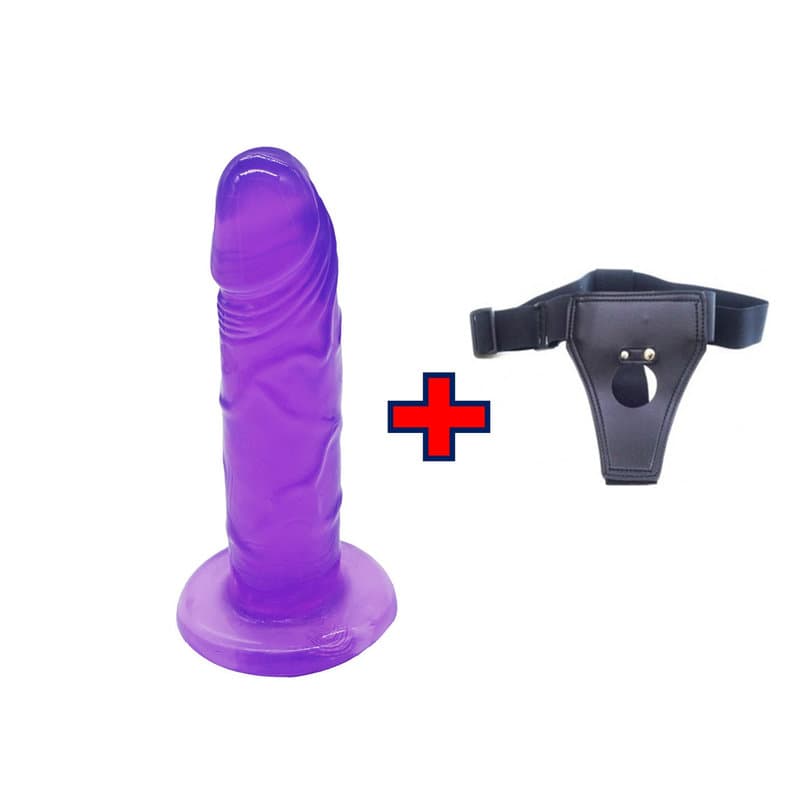 7” King Cock – Ultra Realistik – Belden Bağlamalı Kemerli Dildo (Jelly Mor)