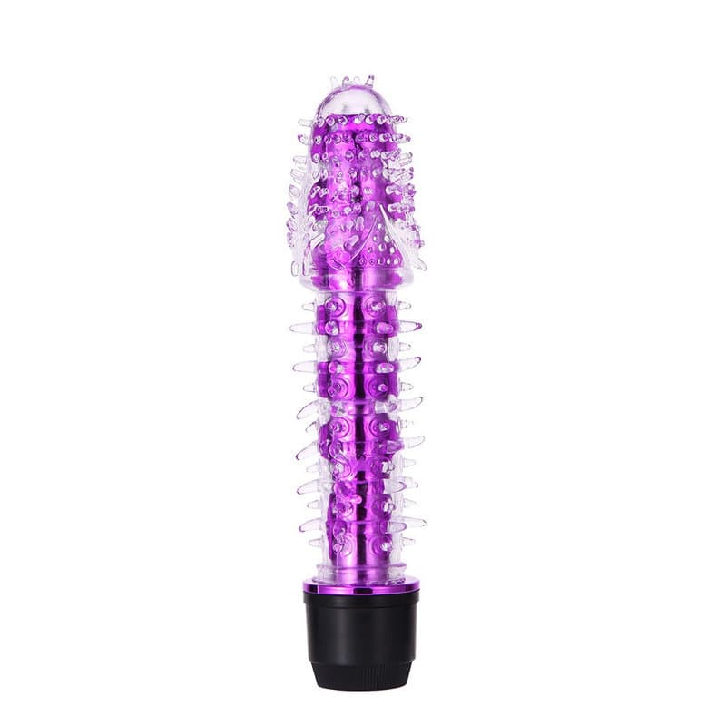 Renkli Fantazi Jelly Vibratör Tırtıklı (Mor)