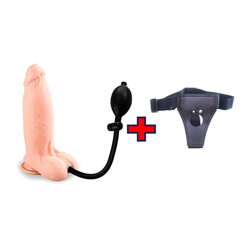 Şişebilen Vantuzlu Tam Realistik Belden Bağlamalı Kemerli Dildo