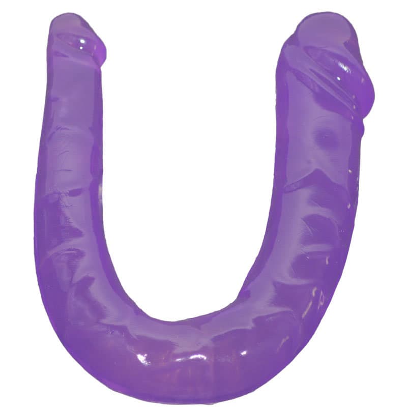 U-SHAPE – 28 Cm. – Çift Başlı Realistik Lezbiyen Dildo (Jelly Mor)